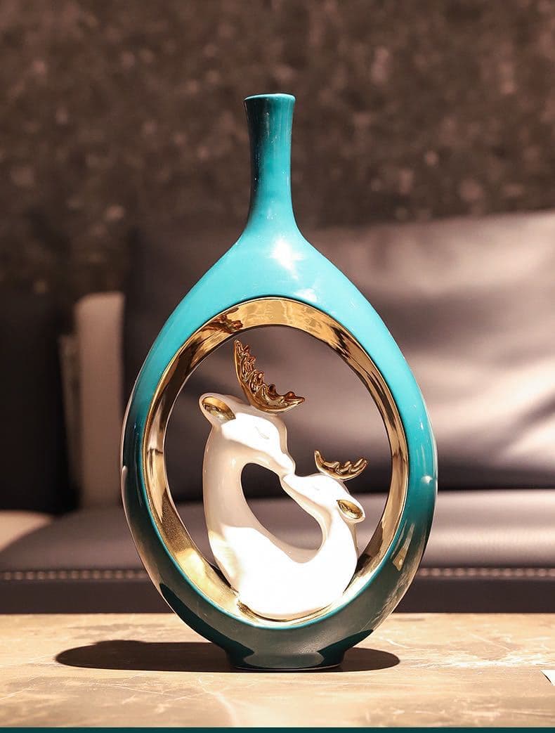 Teal Swan Ceramic Vase Set detail 6