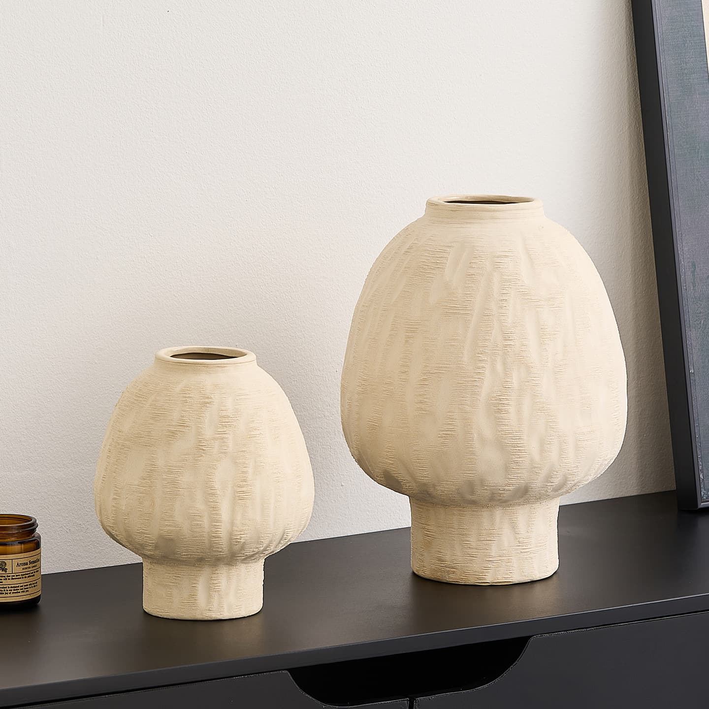 Wabi-Sabi Brushed Ceramic Vase Set
